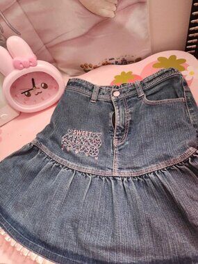 Cute Mezzo Piano Ruffle Lace frill Denim Heisei Jojifuku Cutecore Kawaii Skirt